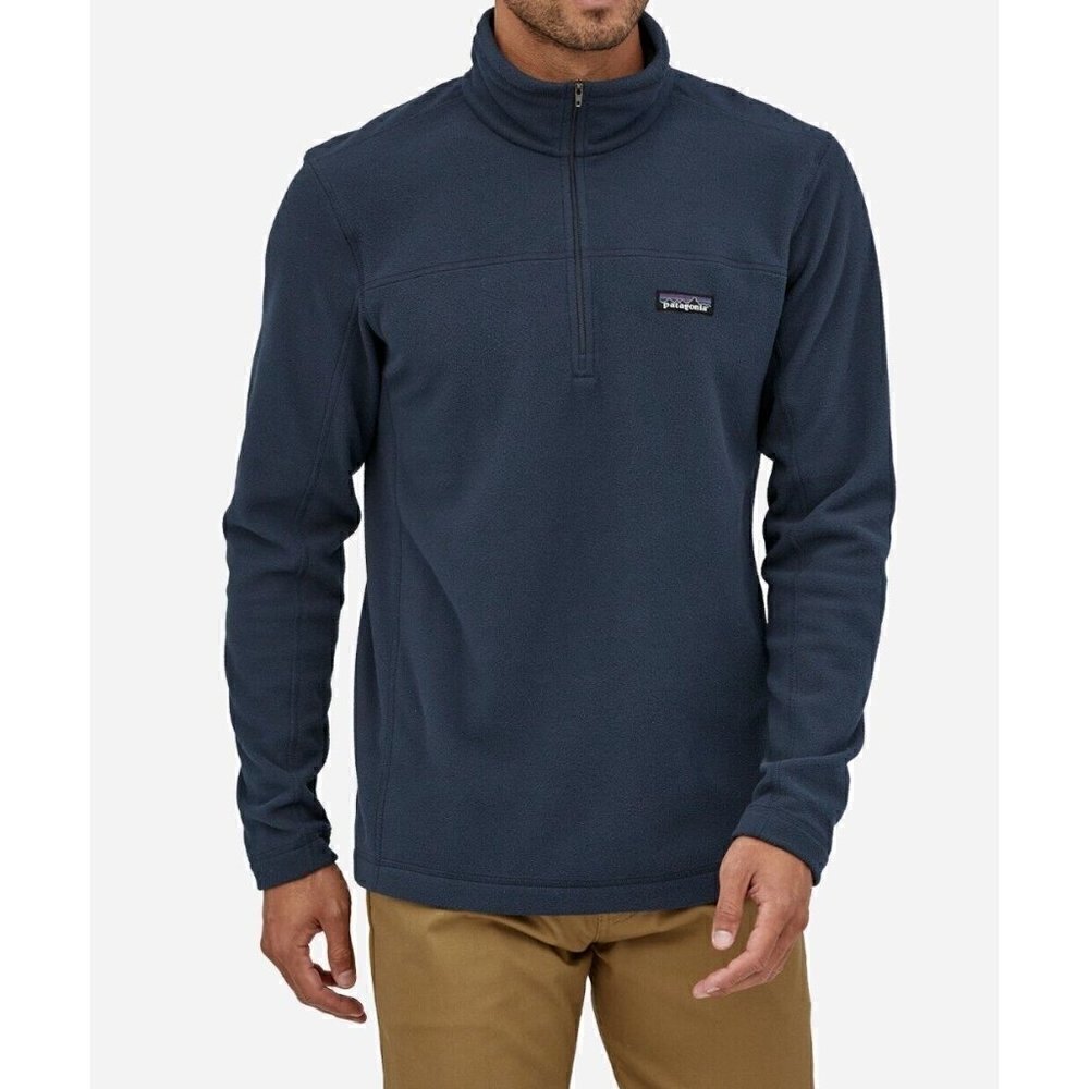 PATAGONIA New Navy Blue 1/4 Zip Micro D® Fleece Logo Sweater Pullover